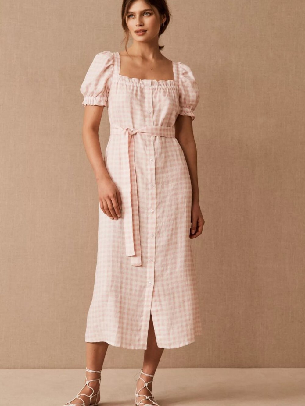 Sleeper Linen Brigitte Midi Dress Size M